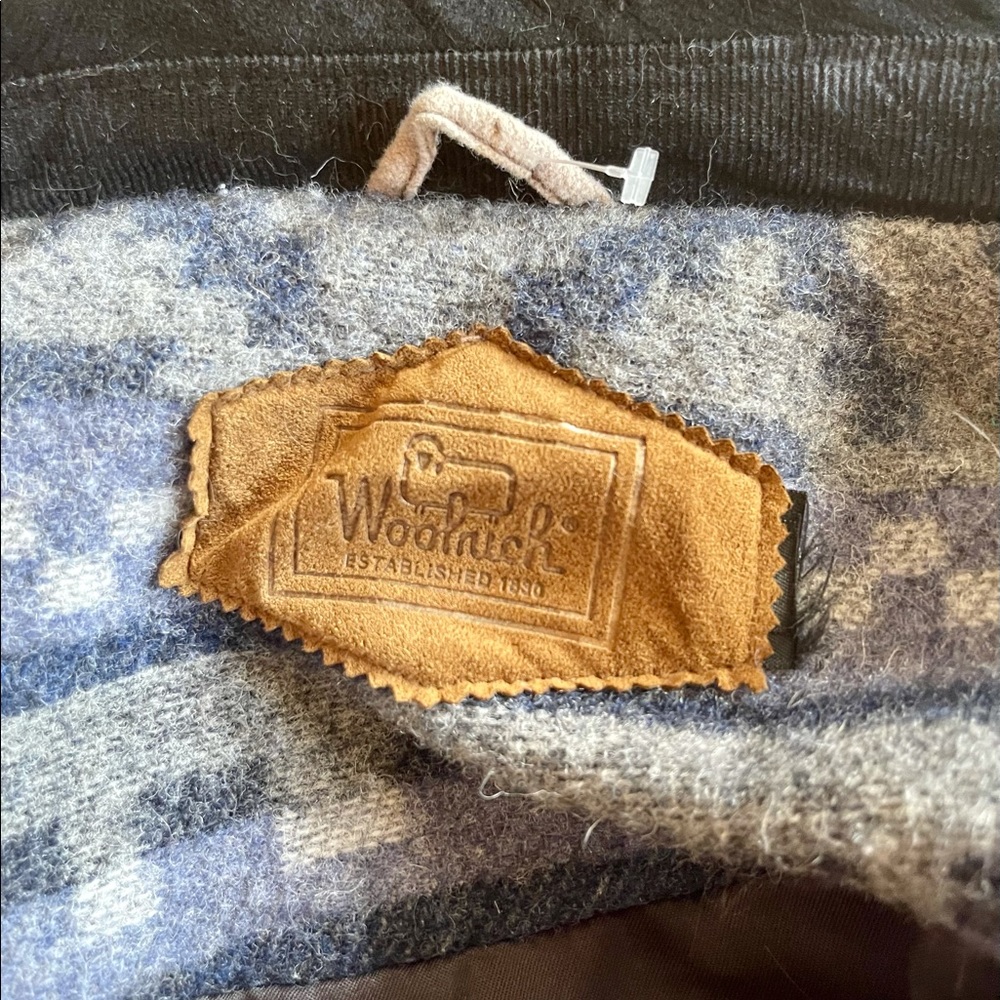 80 Vintage Woolrich Blue Wool Tapestry Blanket Coat - Picture 6 of 12